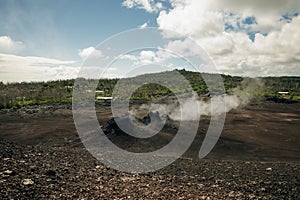 Leilani Estate, Hawaii, USA. - Kilauea volcano eruption hardened black lava field photo