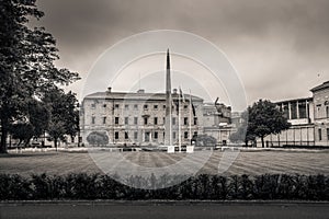 Leinster House and The Duke`s Lawn at Merion Square, Dublin