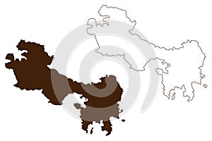 Leipsoi island Hellenic Republic, Greece map vector illustration, scribble sketch Lepsia map