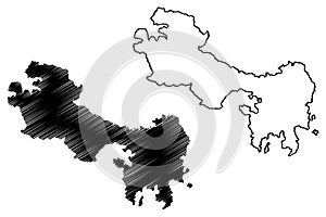 Leipsoi island Hellenic Republic, Greece map vector illustration, scribble sketch Lepsia map