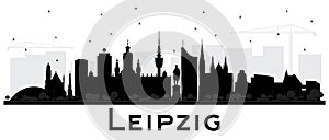 Leipzig Germany City Skyline Silhouette with Black Buildings Iso