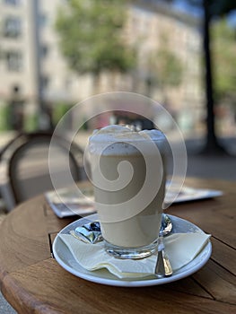 Latte Macciato in the sun in leipzig