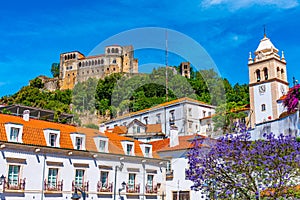 Leiria castle overlooking the old town and cathedral, Portugal