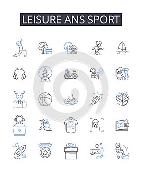 Leisure ans sport line icons collection. Recreation, Activity, Hobby, Relaxation, Entertainment, Fun, Pastime vector and
