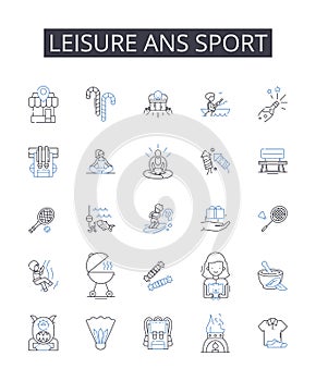 Leisure ans sport line icons collection. Recreation, Activity, Hobby, Relaxation, Entertainment, Fun, Pastime vector and