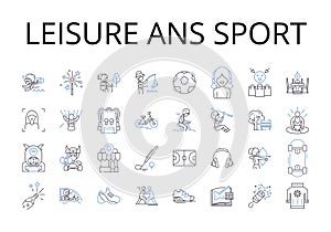 Leisure ans sport line icons collection. Recreation, Activity, Hobby, Relaxation, Entertainment, Fun, Pastime vector and