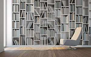 Leisure room with armchair and library