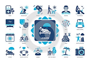 Leisure solid icon set