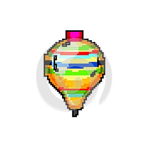leisure spinning top toy game pixel art vector illustration