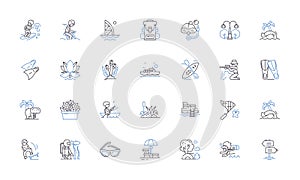 Leisure time line icons collection. Relaxation, Entertainment, Hobbies, Fun, Recreation, Amusement, Pastime vector and