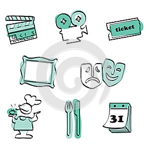 Leisure time set icon vector