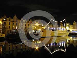 Leith Waterfront Night Reflection