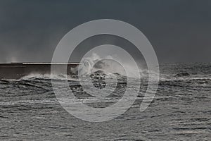 Leixoes harbor during storm photo