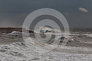 Leixoes harbor during storm photo