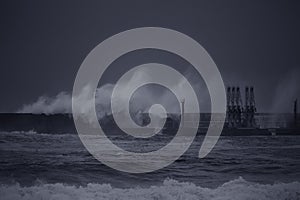 Leixoes harbor during storm photo