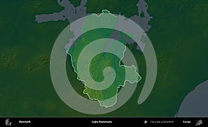 Lejre Kommune highlighted, Denmark. Physical