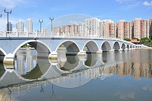 Lek Yuen Bridge at Shatin New Town at a sunny day