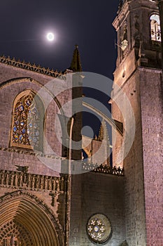 Lekeitio Basilica with the moonlight