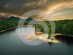 Leknica - colorful Geopark lakes, Poland.