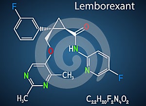Lemborexant, C22H20F2N4O2 molecule. It is dual orexin receptor antagonist used in the treatment of insomnia. Structural chemical