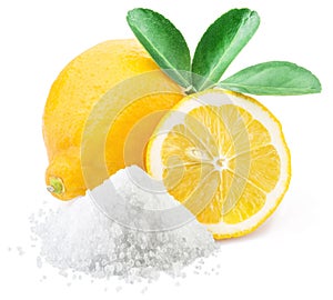Lemon acid and lemon fruits.