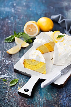 Lemon almond gluten free cake with cream cheese frosting