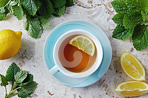 Lemon balm tea with honey