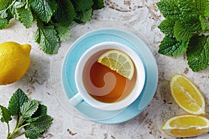 Lemon balm tea with honey photo