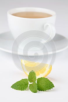 Lemon balm tea with lemon