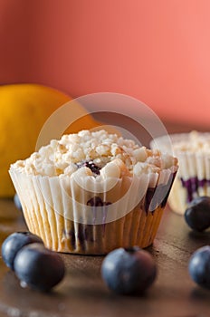 Lemon Blueberry Muffin with crumbled sugar topping