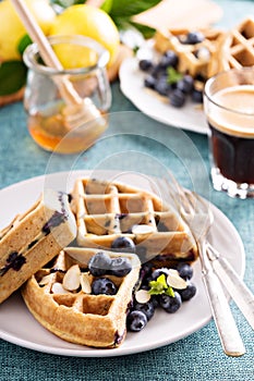 Lemon blueberry waffles with berries