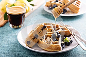 Lemon blueberry waffles with berries