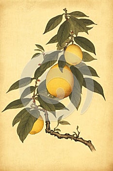 Lemon branch with lemons as illustration. AI Generated