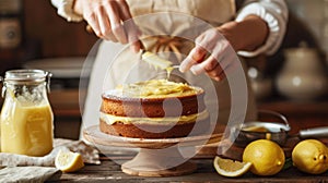 The lemon cake decoration.AI generated image