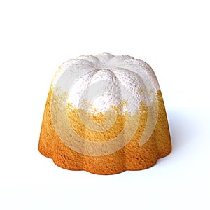 Lemon cake with icing sugar on top isolated on white 3d rendering