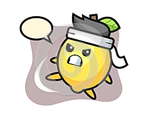 Lemon cartoon illustration doing a karate kick