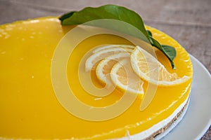 Lemon cheese cake. Gourmet Elba island bakery with local lemons.