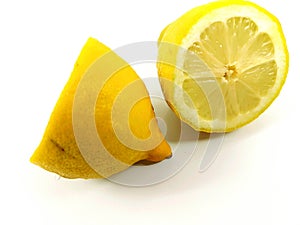 Lemon citrous cut chopped fresh juicy sour yellow photo