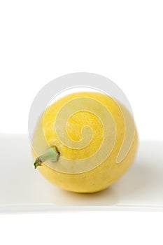 Lemon Closeup in High Key on White Plate