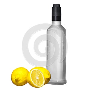 Lemon and cold bottle vodka