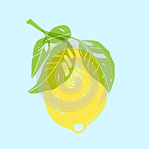 Lemon. Colorful cute screen printing effect. Riso print effect. Vector illustration.