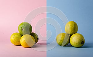 lemon concept over a creative modern background.