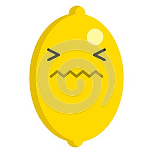 Lemon confounded face emoji vector illustration