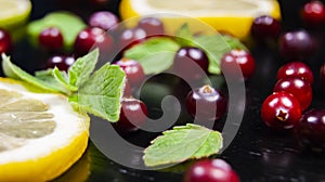 Lemon, cranberry and mint