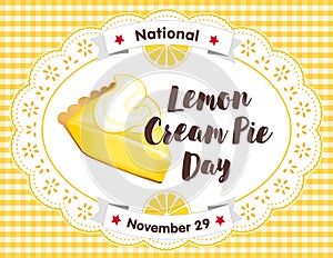 Lemon Cream Pie Day, November 29, Lace and Gingham Place Mat