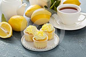 Lemon cupcakes with bright yellow frosting