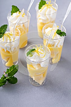 Lemon curd layered dessert shots for a party