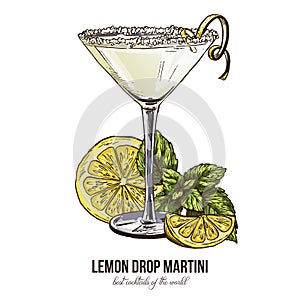 Lemon Drop Martini with mint leaves