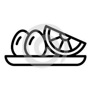 Lemon egg food icon outline vector. Meat dish