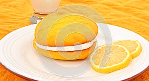 Lemon Flavored Whoopie Pie On Plate